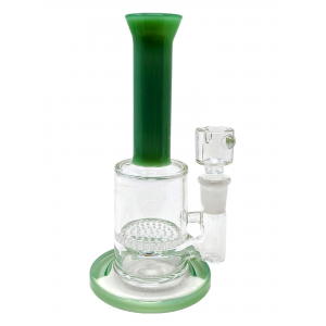 7" Colored Neck W/ Honeycomb Perc Water Pipe - [9002]